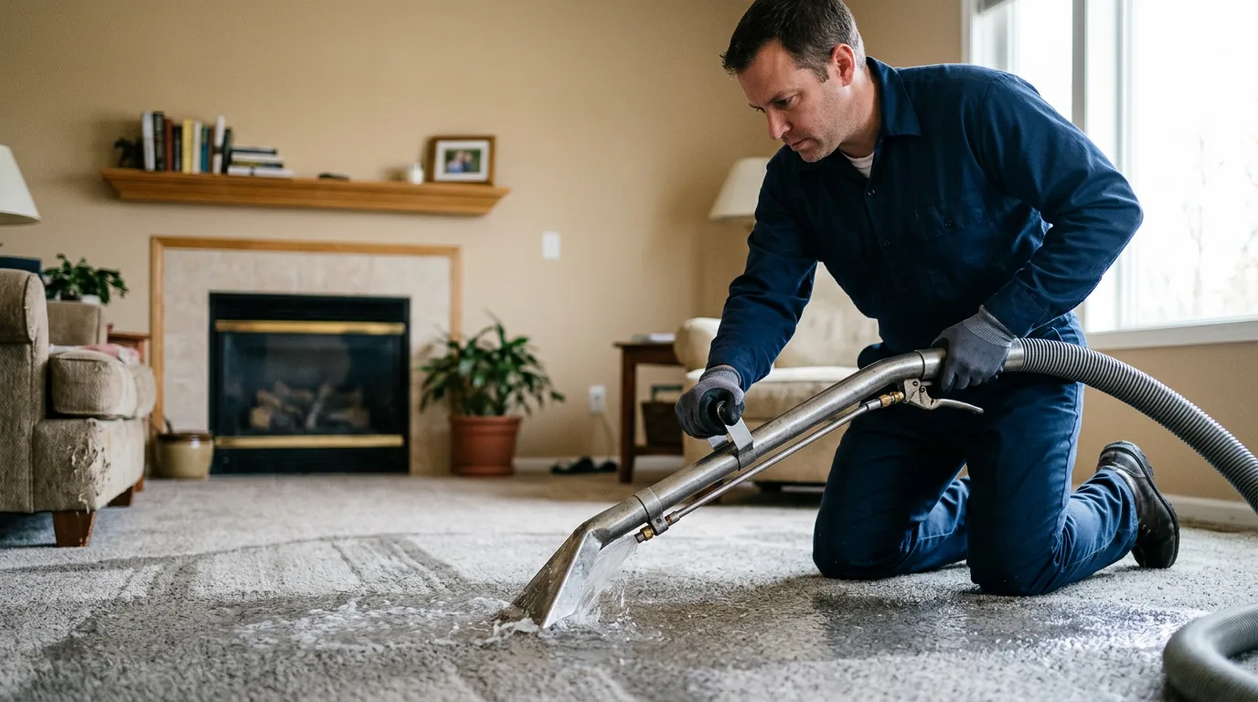 Water damage restoration technician working near Hawk Run, PA